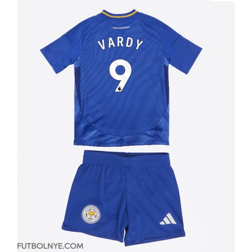 Camiseta Leicester City Jamie Vardy #9 Primera Equipación para niños 2024-25 manga corta (+ pantalones cortos)